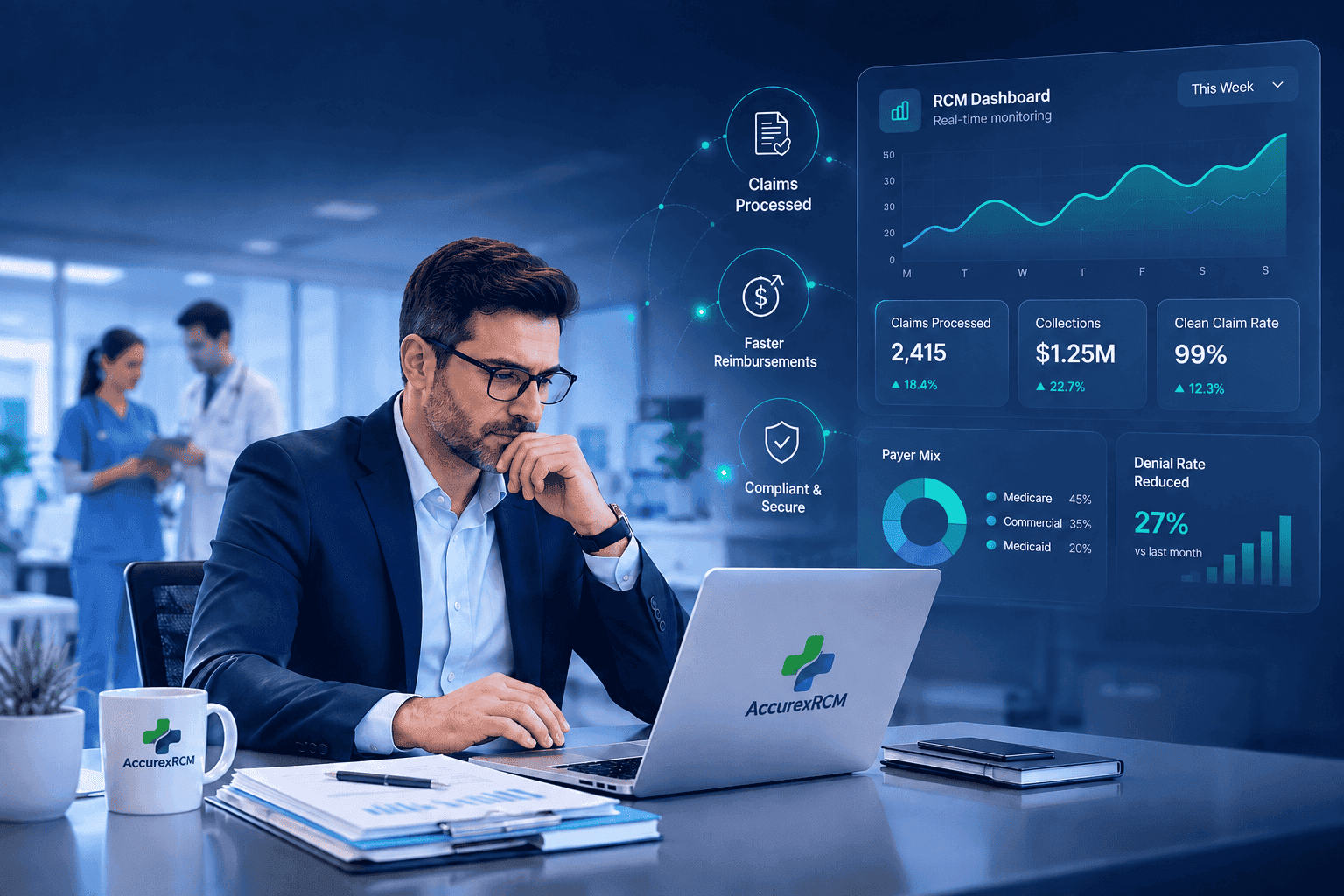 Accurex RCM Dashboard — Real-time Revenue Cycle Management